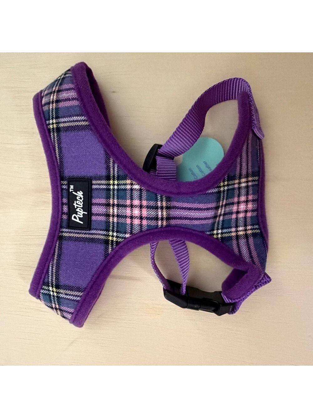 NWT Puptech Purple Plaid Pet Harness. Size Medium